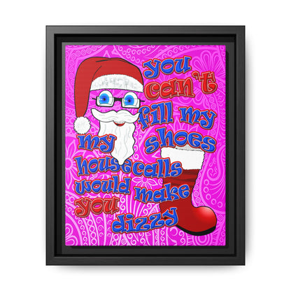 santa's shoes - framed canvas art (pink swirl)