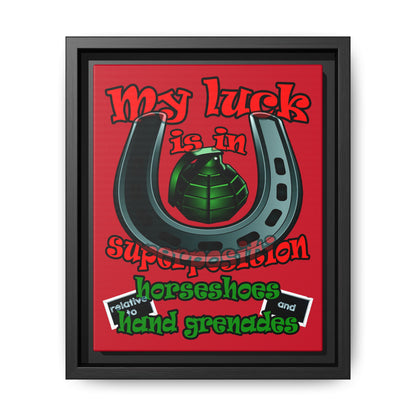 my luck - framed canvas art (dark red)