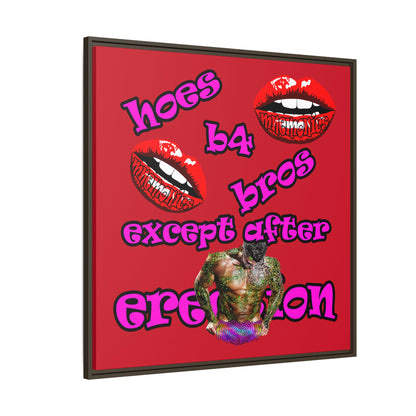 hoes b4 bros - framed canvas art (dark red)