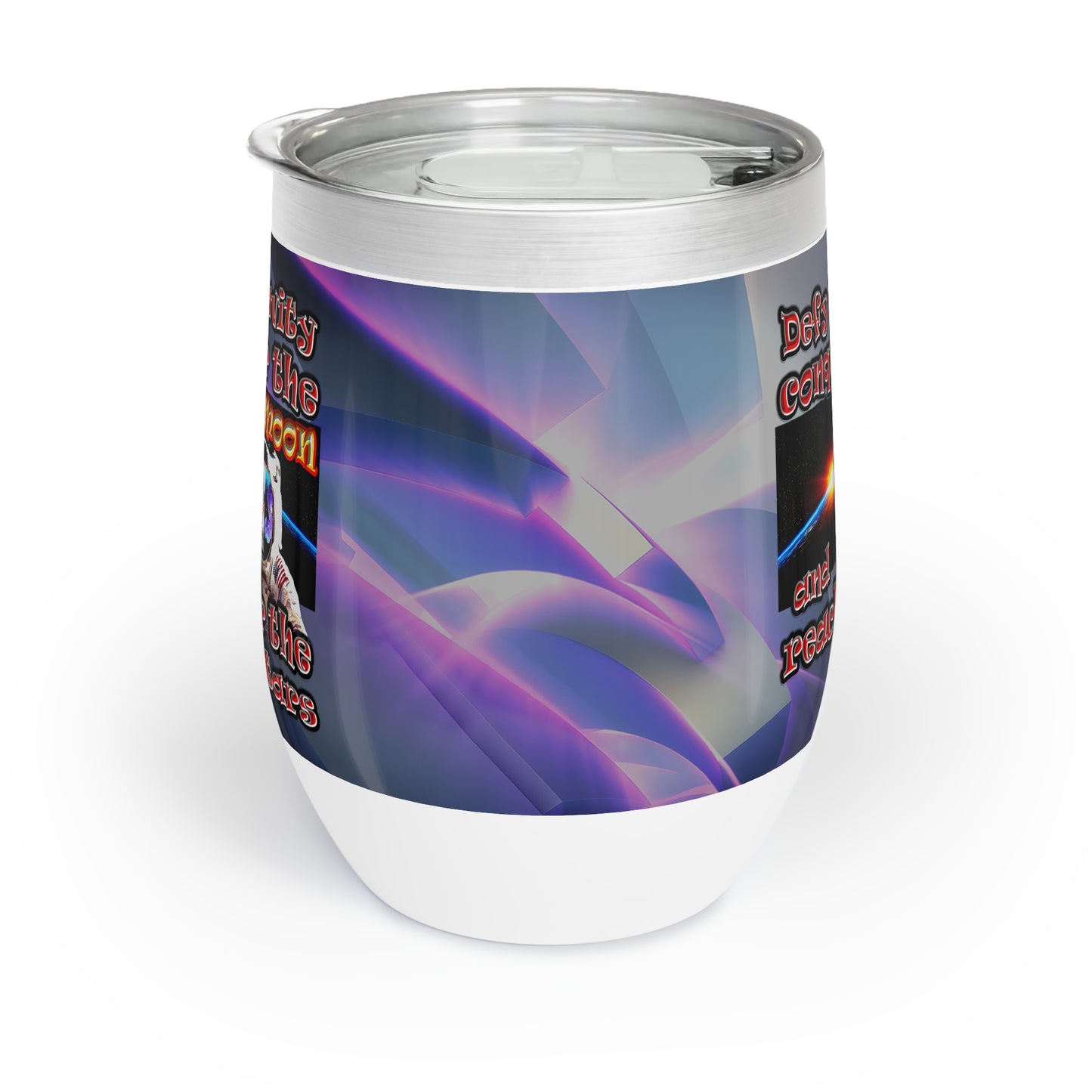 defy conquer reach - Chill Wine Tumbler (grey-pink wave)