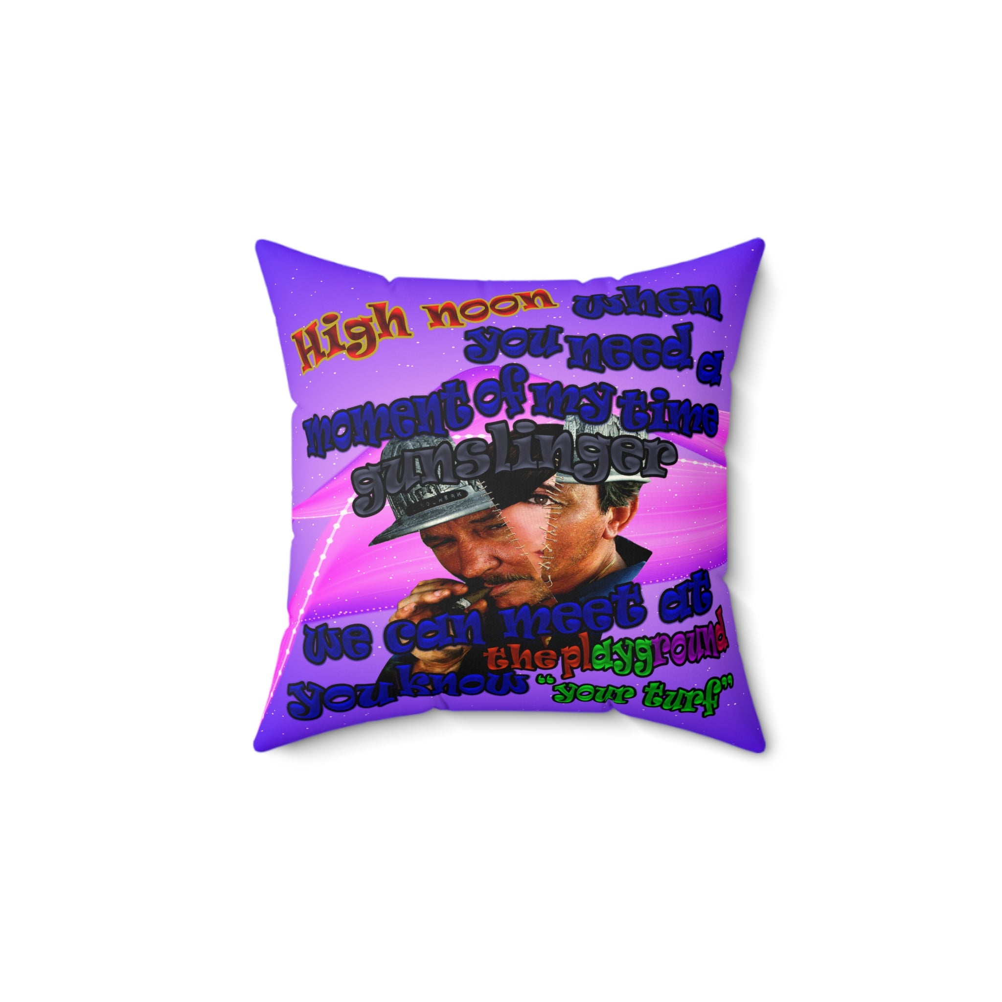high noon - Faux Suede Square Pillow - (purple-pink wave)