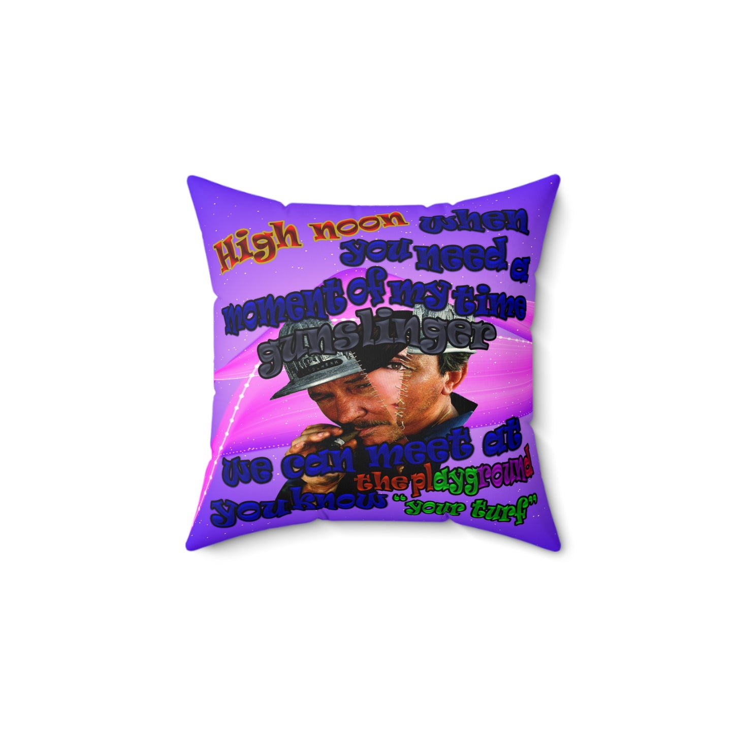 high noon - Faux Suede Square Pillow - (purple-pink wave)