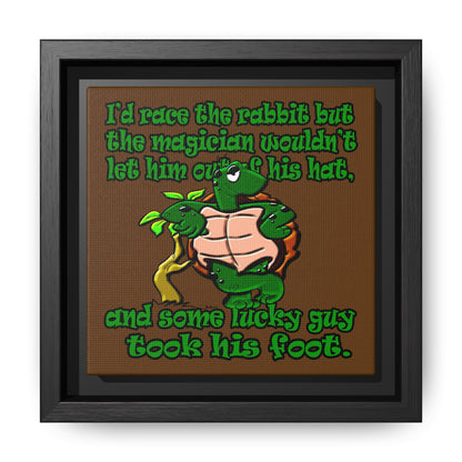 turtle race - framed canvas art (brown)