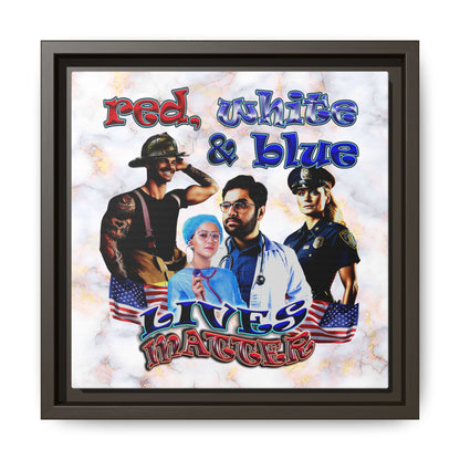 rw&b lives matter - framed canvas art (white marble)