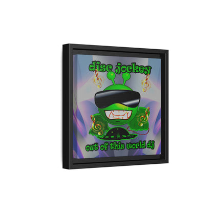 disc jockey - framed canvas art (grey-pink wave)