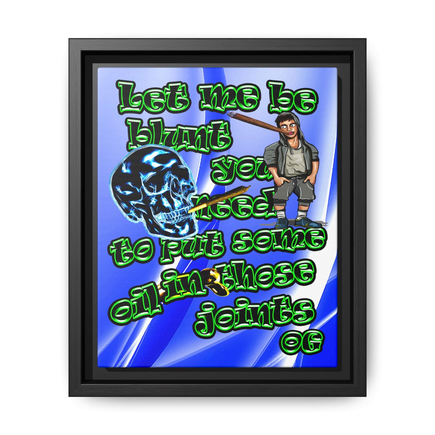 og - framed canvas art (blue-white wave)