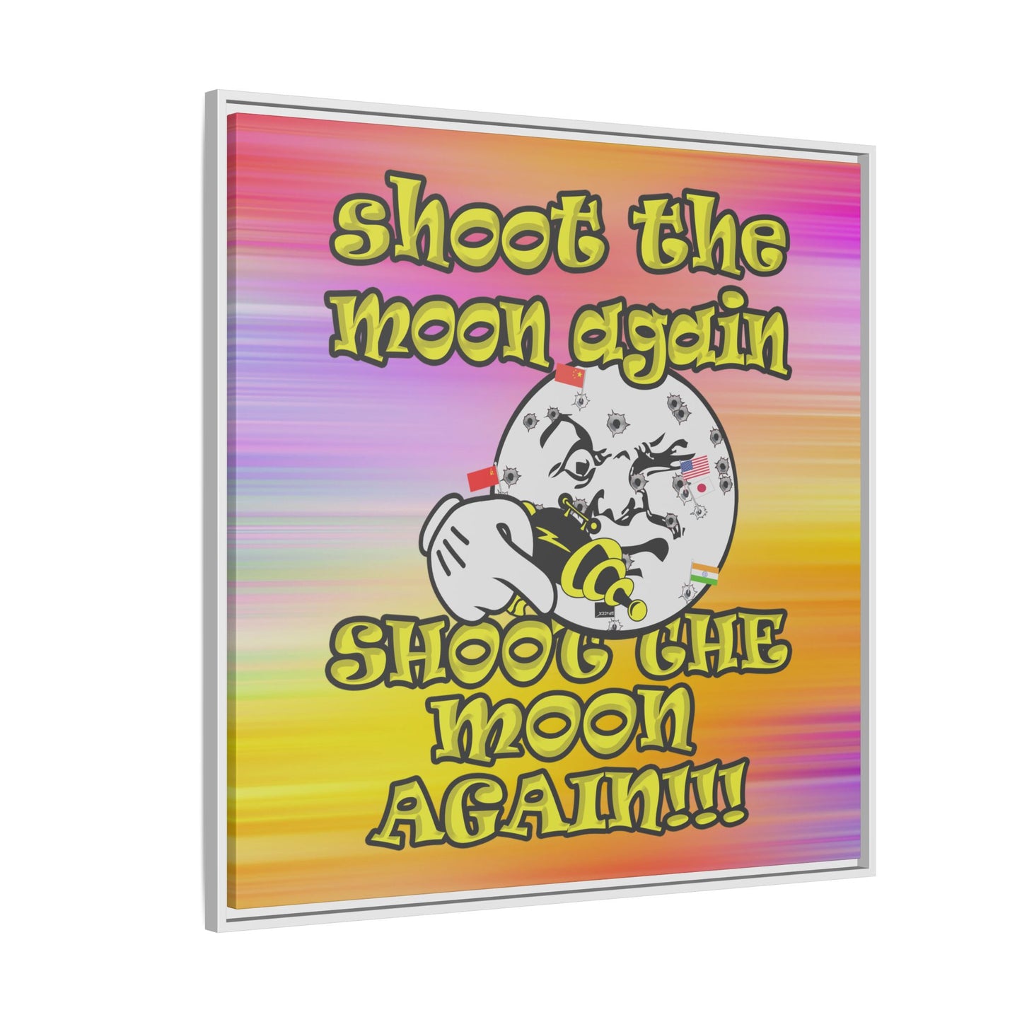 shoot the moon again - framed canvas art (color blur)