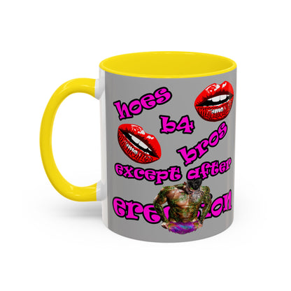 hoes b4 bros - Accent Mug (light grey)