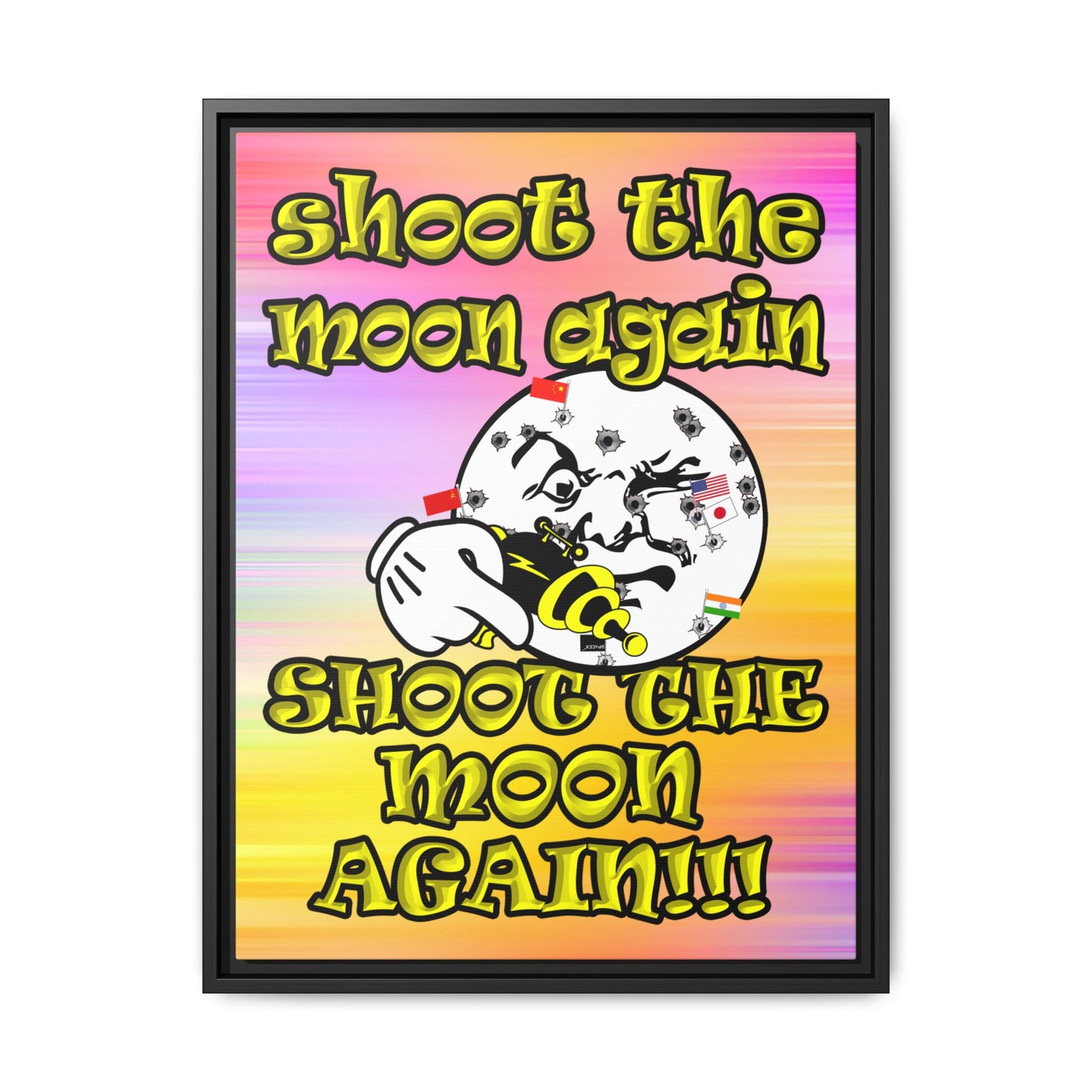 shoot the moon again - framed canvas art (color blur)