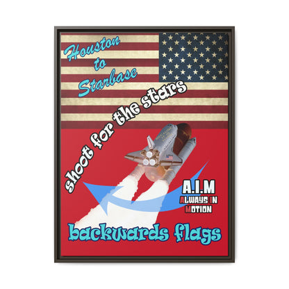shoot for the stars - framed canvas art (dark red)