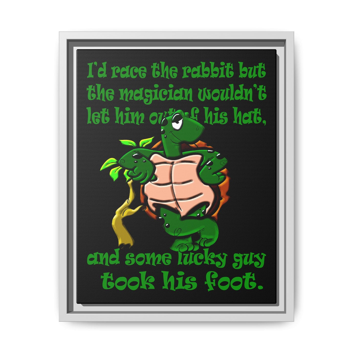 turtle race - framed canvas art (black)