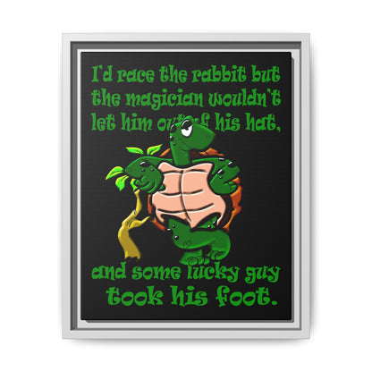 turtle race - framed canvas art (black)