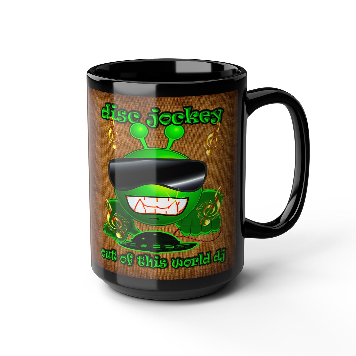 disc jockey - Black Mug (brown papyrus)