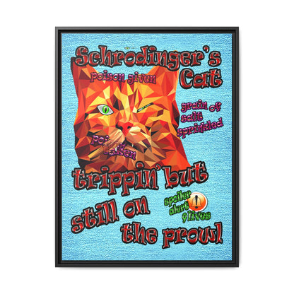 schrodinger's cat - framed canvas art (faded blue)