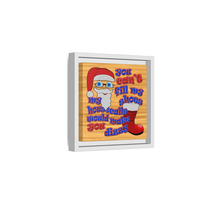 santa's shoes - framed canvas art (butterscotch wood finish)