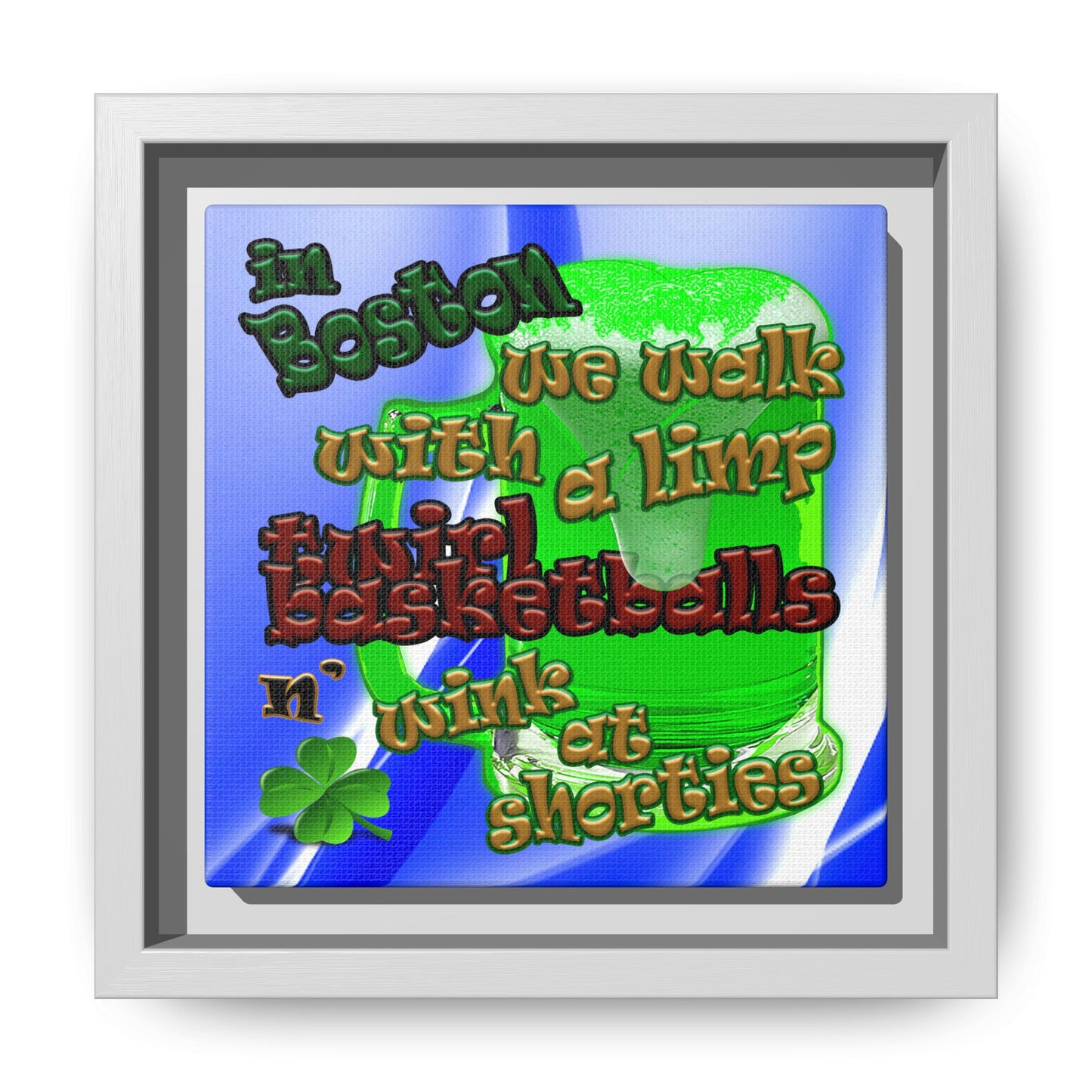 celtics logo - framed canvas art (blue-white wave)