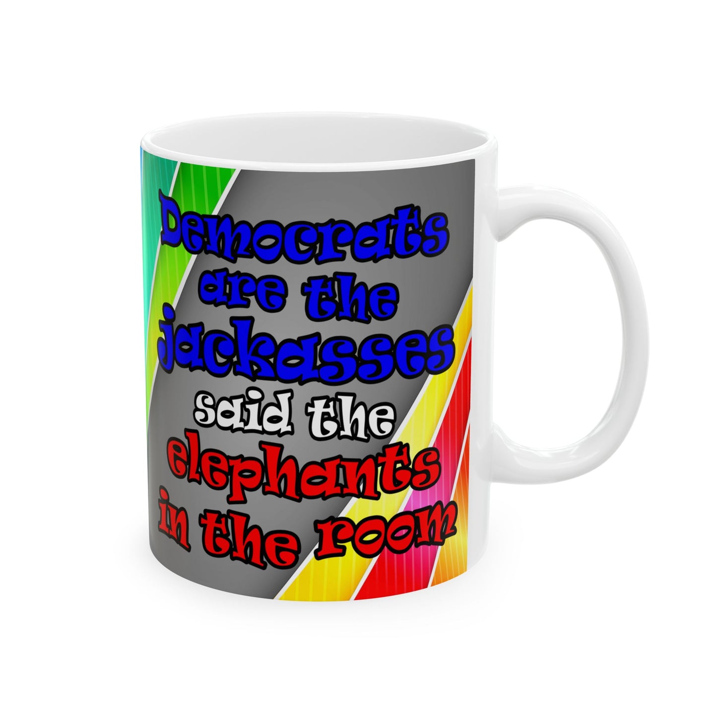 donkeys and elephants - White Mug (rainbow split)