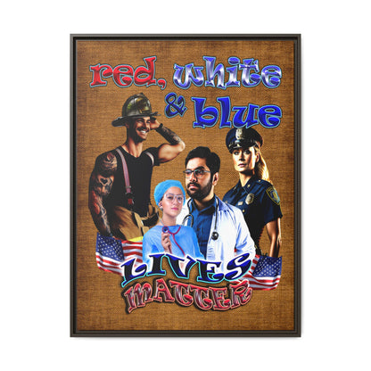 rw&b lives matter - framed canvas art (brown papyrus)