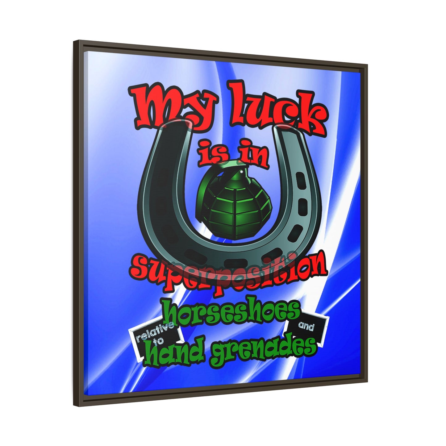 my luck - framed canvas art (blue-white wave)