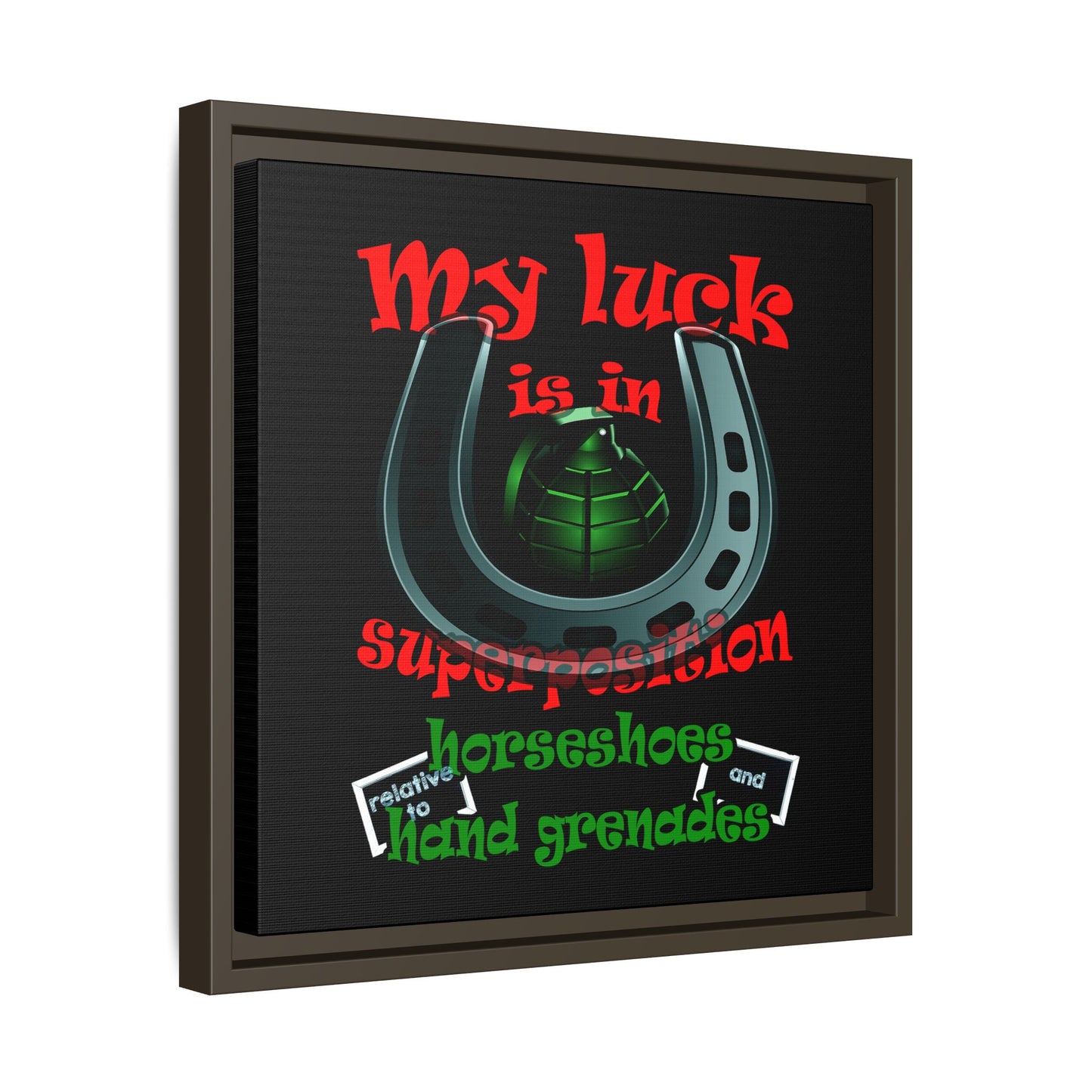 my luck - framed canvas art (black)