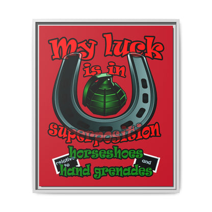 my luck - framed canvas art (dark red)