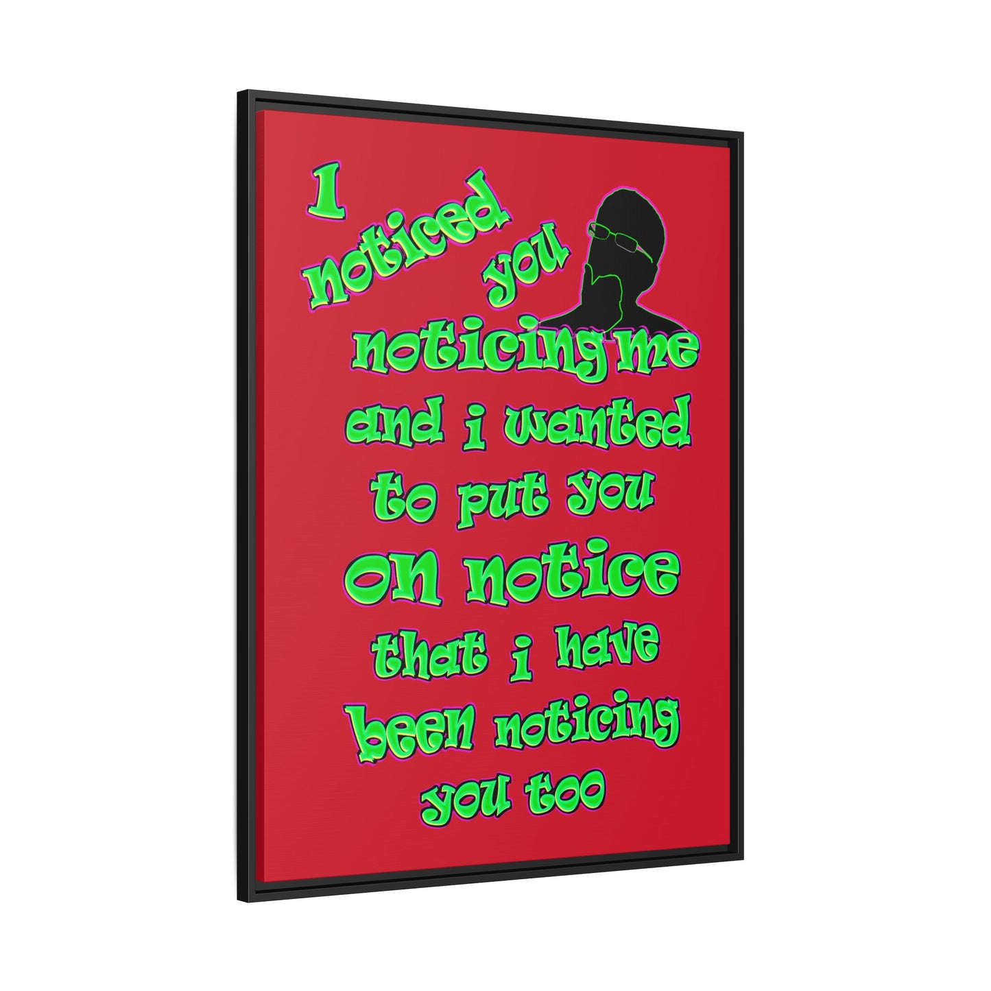 noticed you noticing - framed canvas art (dark red)