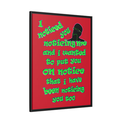 noticed you noticing - framed canvas art (dark red)