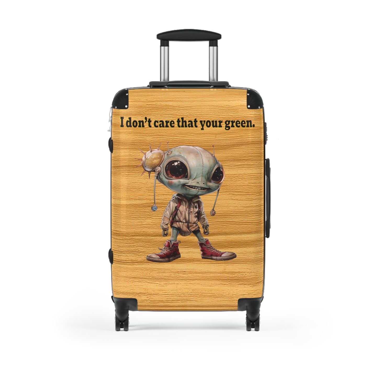 I don't care that your green - Suitcase (butterscotch wood finish)