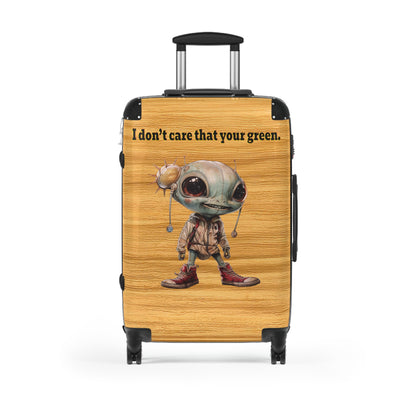 I don't care that your green - Suitcase (butterscotch wood finish)