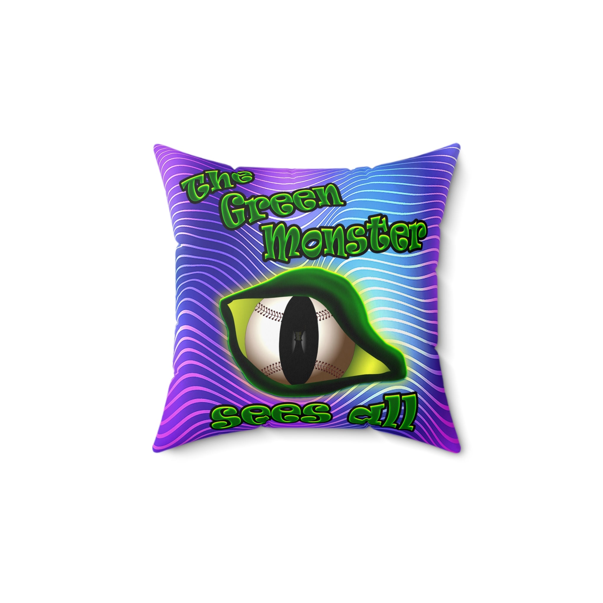 green monster - Spun Polyester Square Pillow - (purple wave)