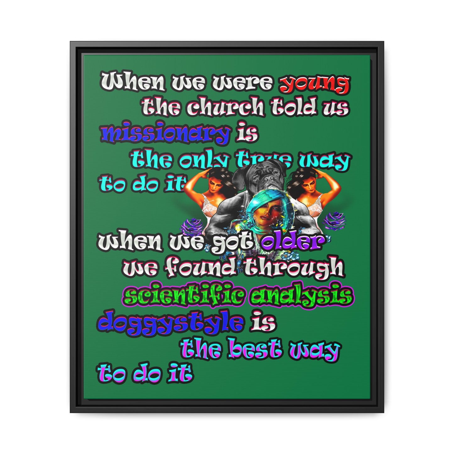 doggystyle - framed canvas art (dark green)