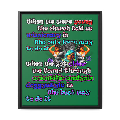 doggystyle - framed canvas art (dark green)