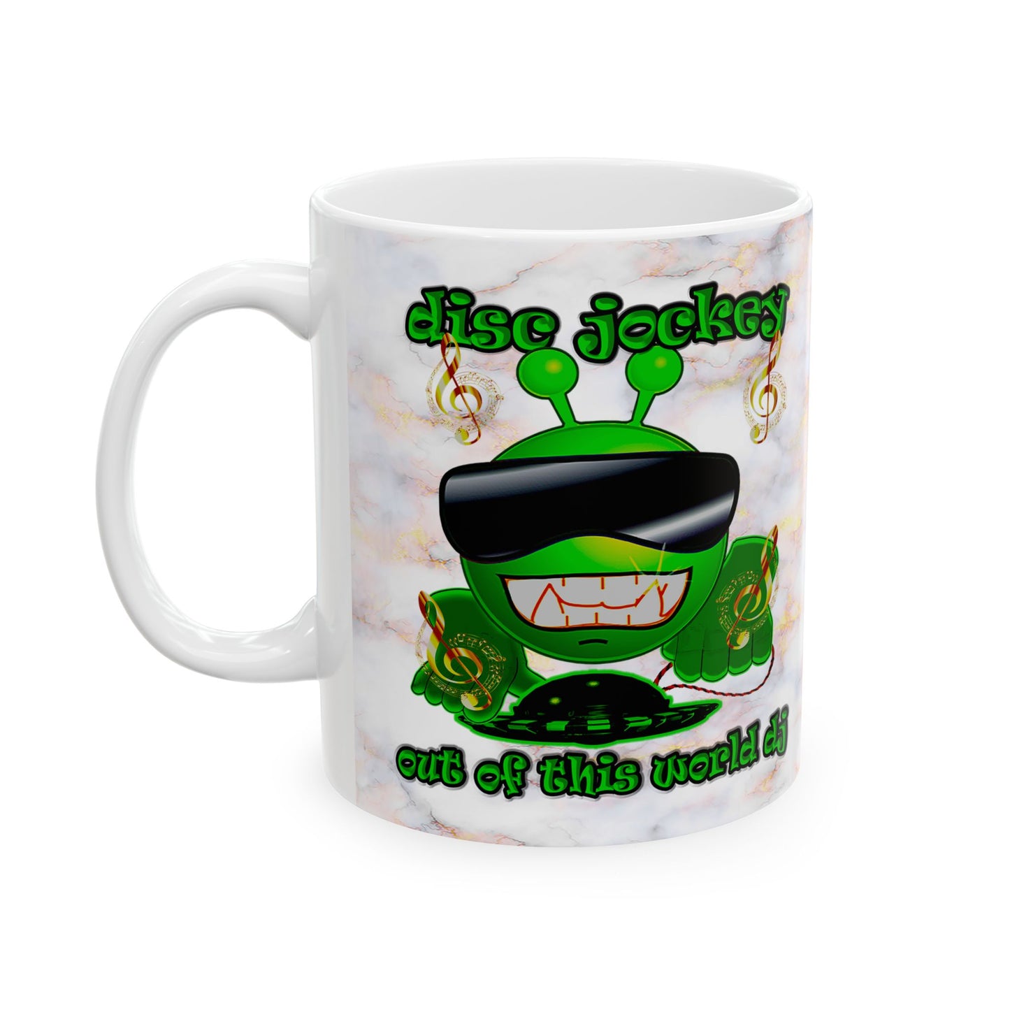disc jockey - White Mug (white marble)