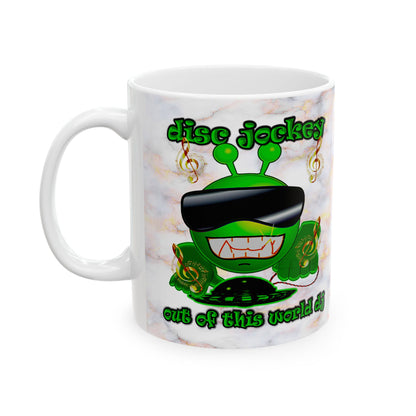 disc jockey - White Mug (white marble)