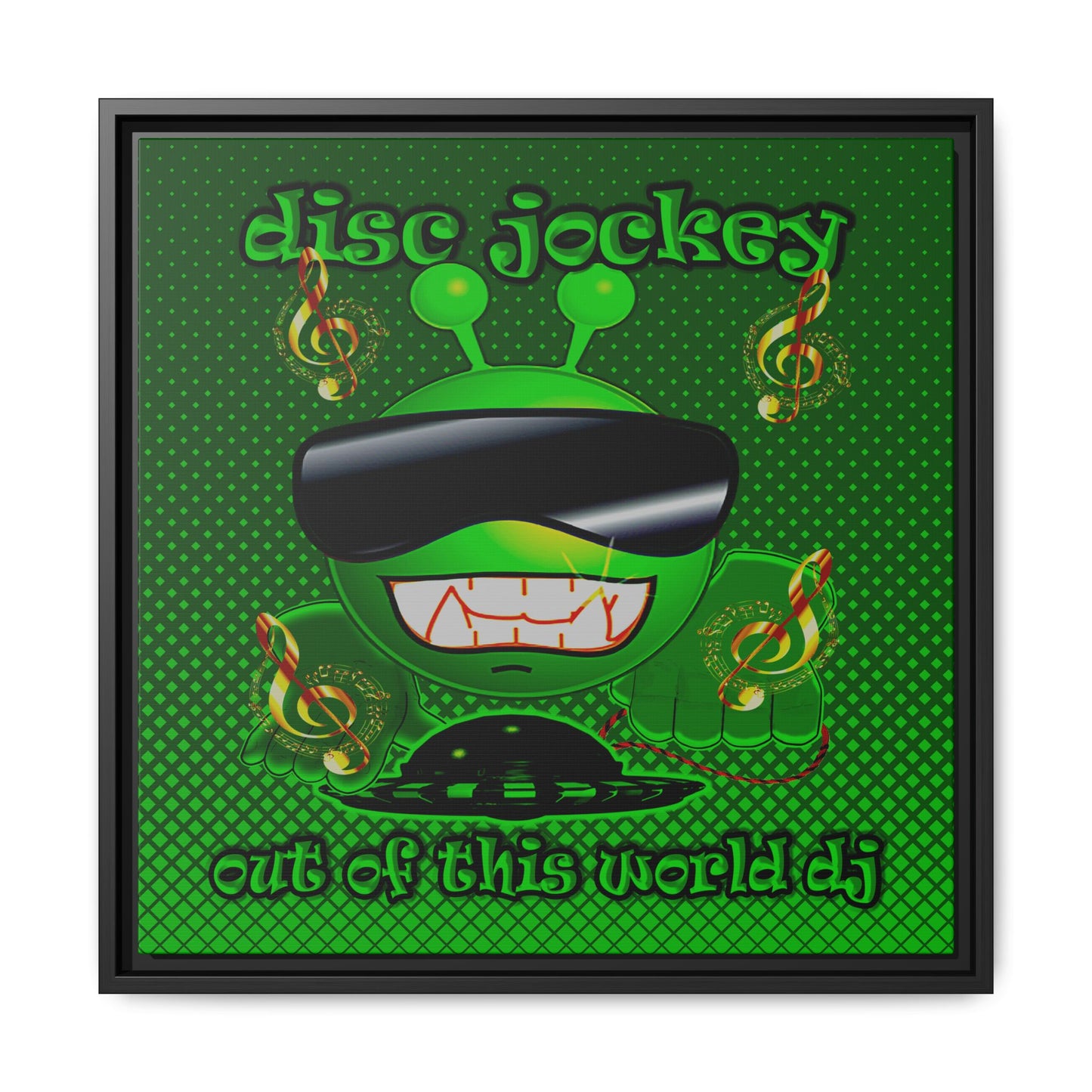 disc jockey - framed canvas art (logo green)