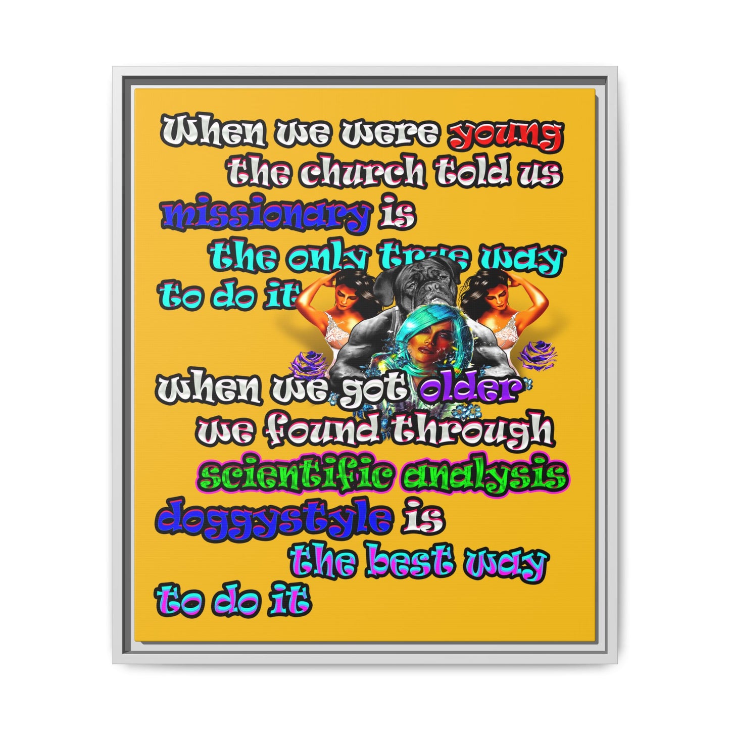 doggystyle - framed canvas art (yellow)