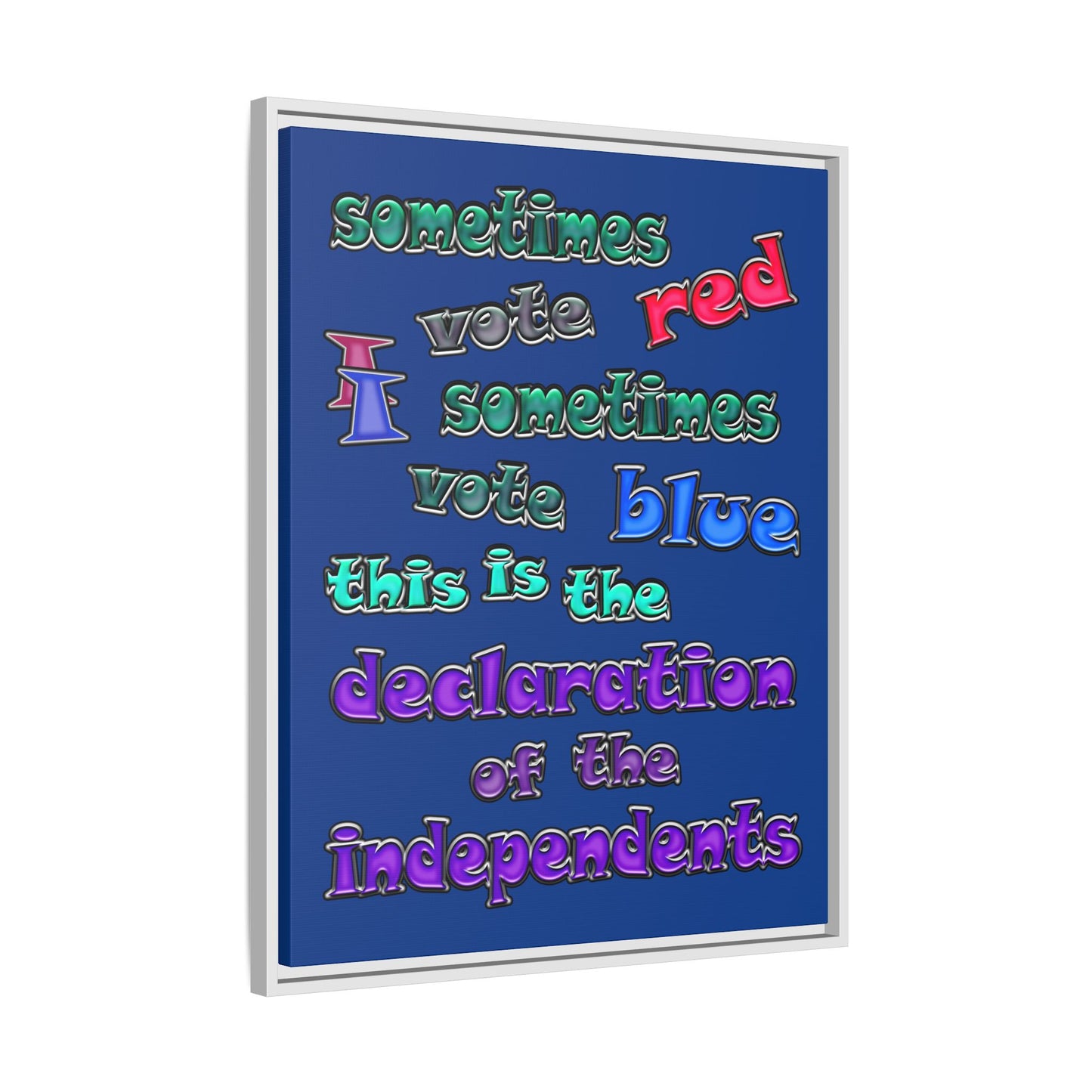 declaration of the independents - framed canvas art (dark blue)