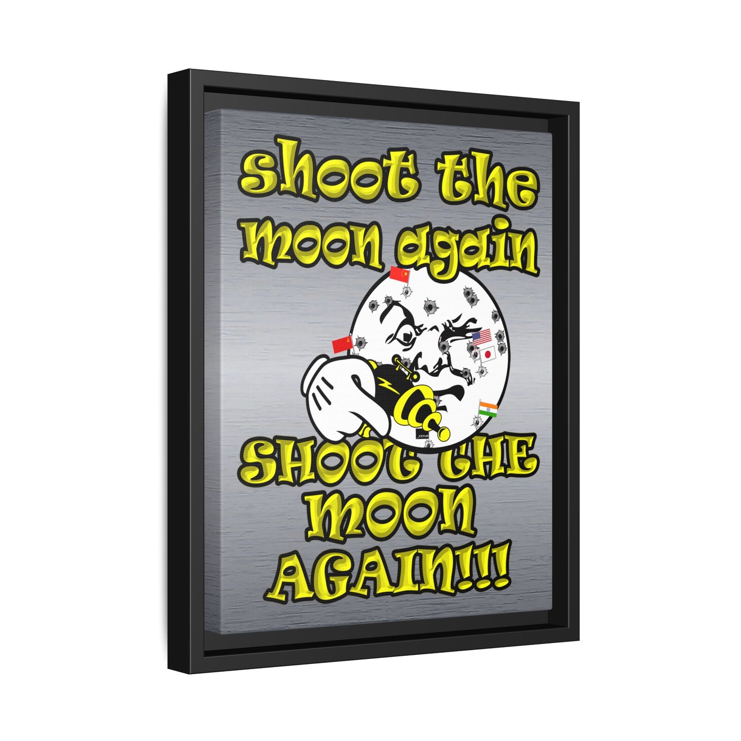 shoot the moon again - framed canvas art (brushed nickel)