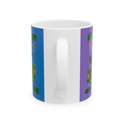 disc jockey - White Mug (light blue-purple wave)
