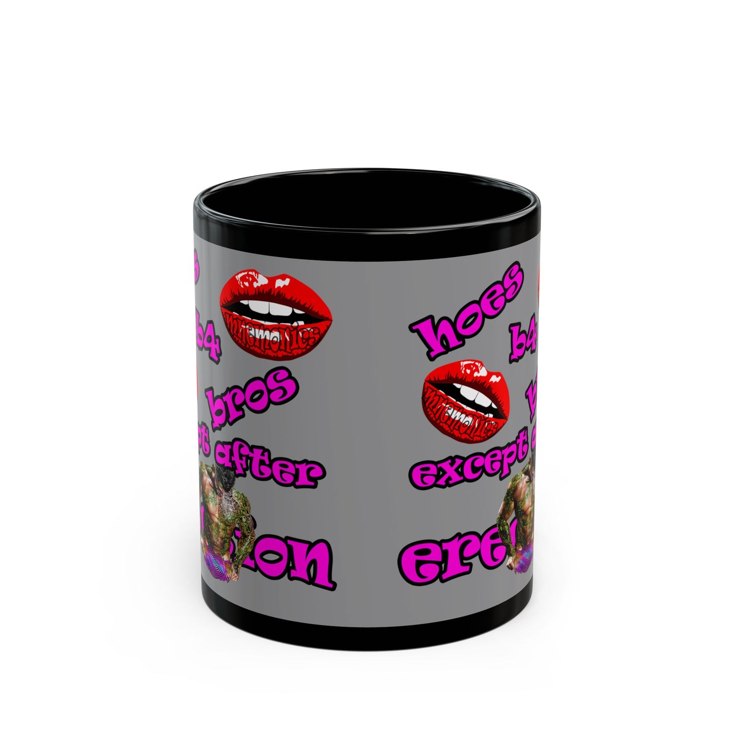 hoes b4 bros - Black Mug (grey)