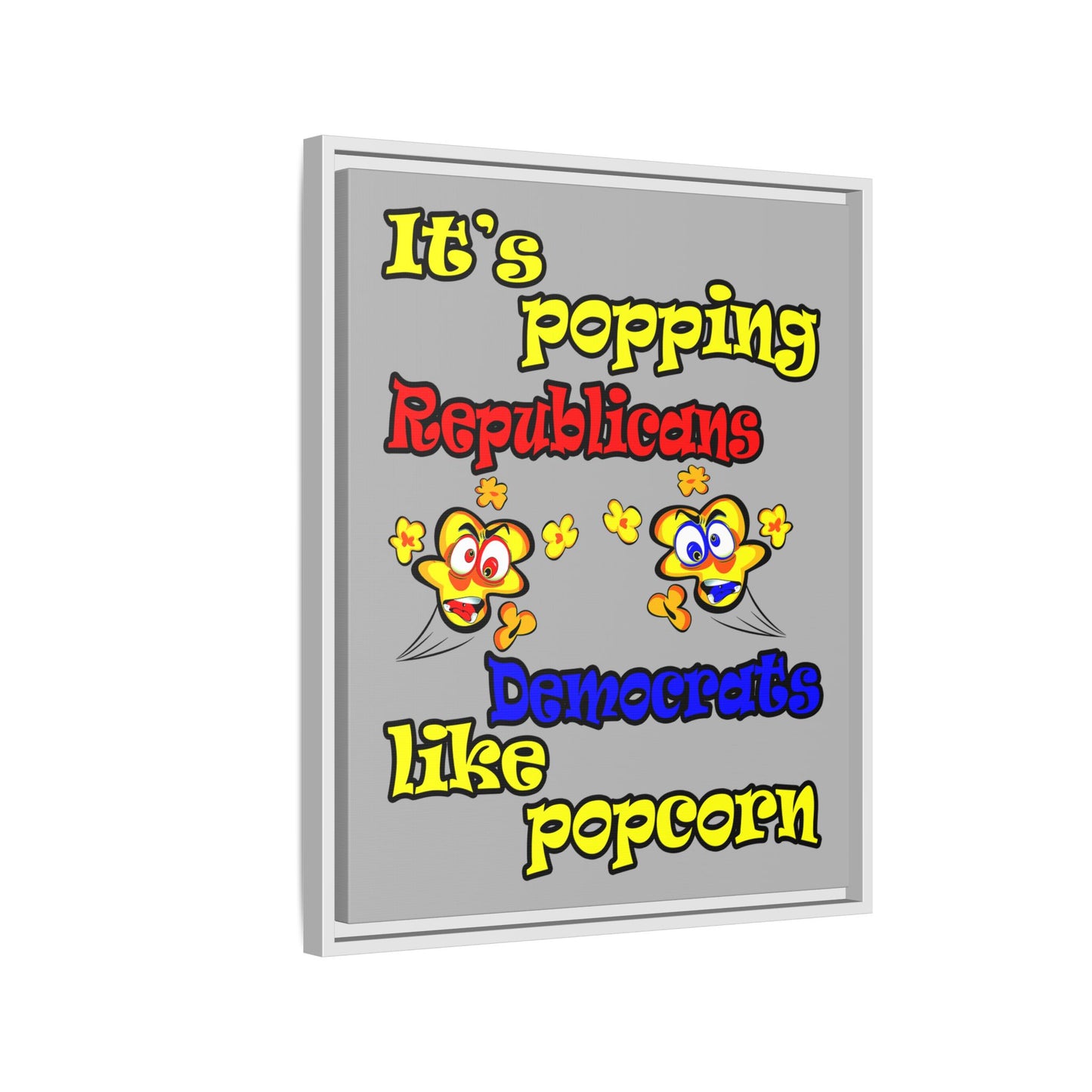popping like popcorn - framed canvas art (light grey)