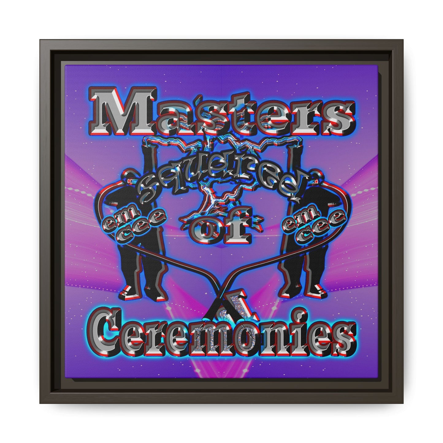em cee squared - framed canvas art (purple-pink wave)