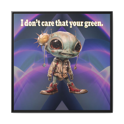I don't care that your green - framed canvas art (grey-pink wave)