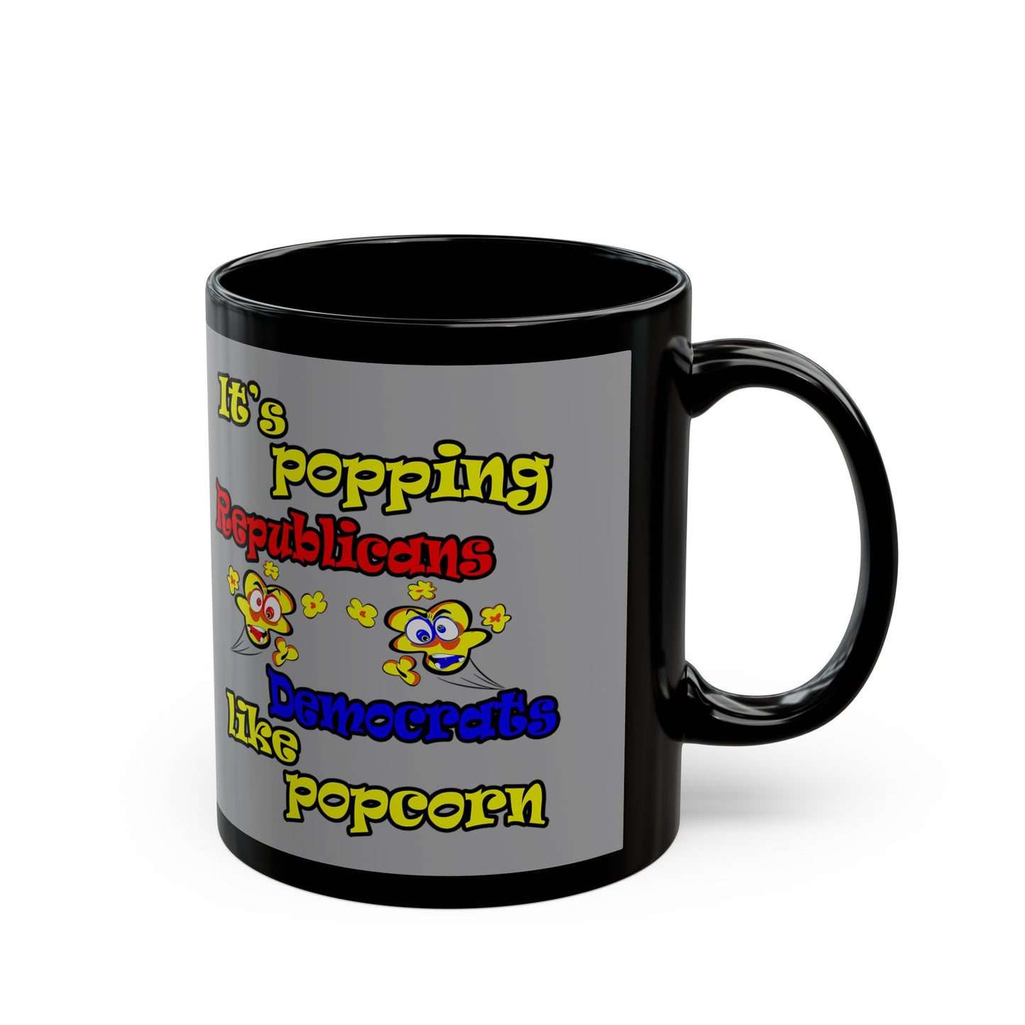 popping like popcorn - Black Mug (grey)