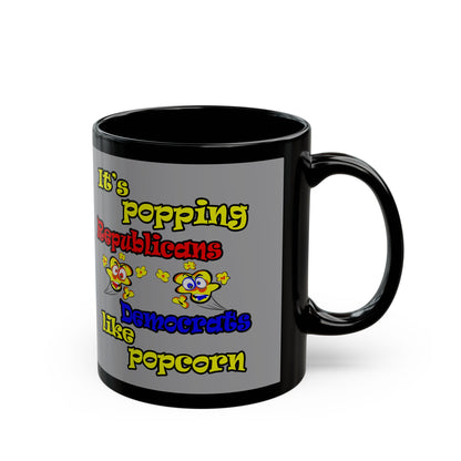 popping like popcorn - Black Mug (grey)