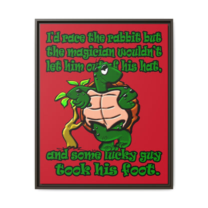 turtle race - framed canvas art (dark red)