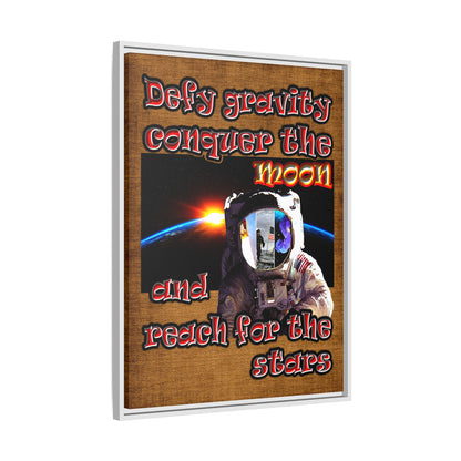 defy conquer reach - framed canvas art (brown papyrus)