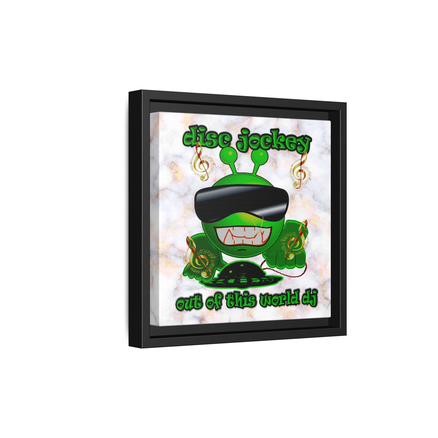 disc jockey - framed canvas art (white marble)