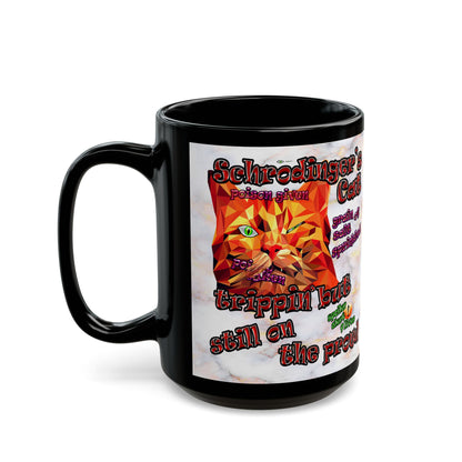 schrodinger's cat - Black Mug (white marble)