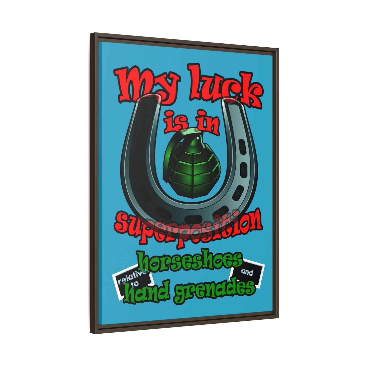 my luck - framed canvas art (turquoise)